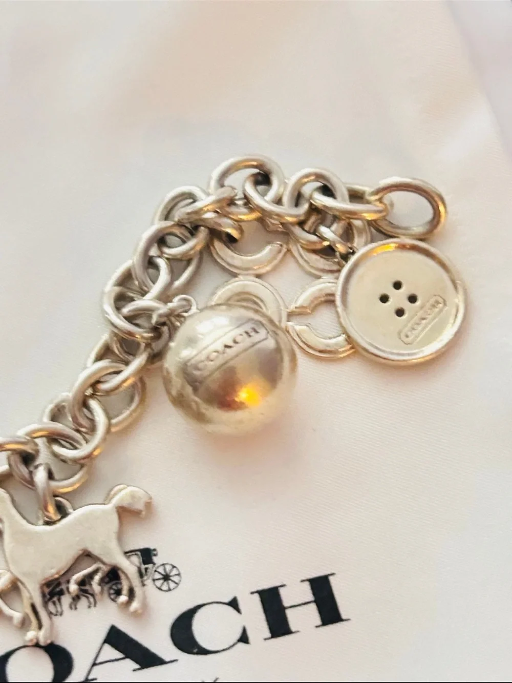 RARE Coach 1941 925 Sterling Silver Charm Bracelet